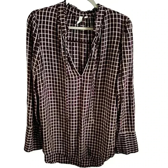 Treasure & Bond plaid tie neck pull on top size Large - Picture 1 of 11